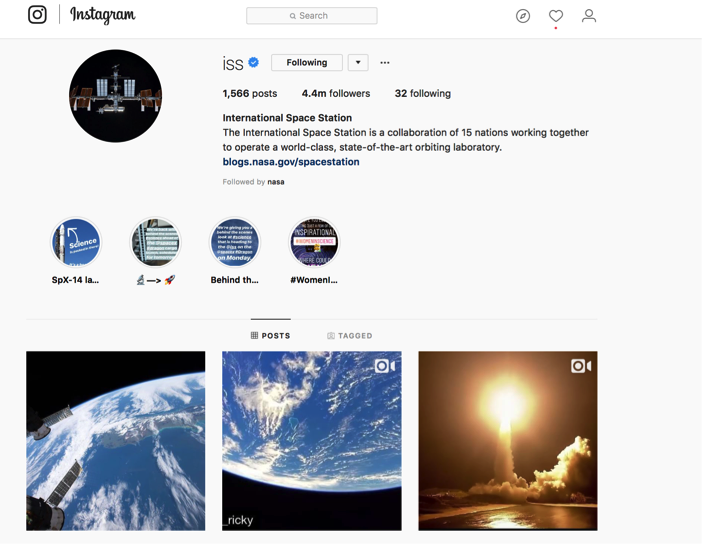 International Space Station Instagram